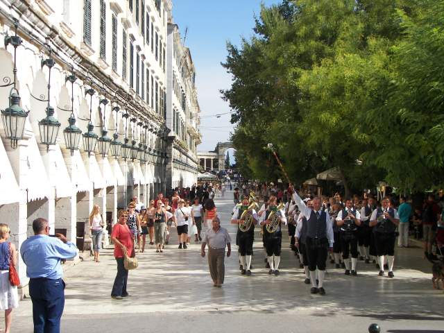 Austrian marching band in Corfu town